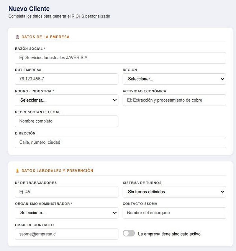 Ficha nuevo cliente